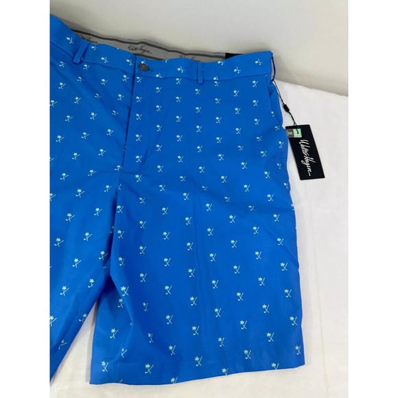 Walter Hagen Perfect 11 Golf Shorts Palm Clubs Print Sea Blue Size 32 New 10" In - Picture 8 of 9